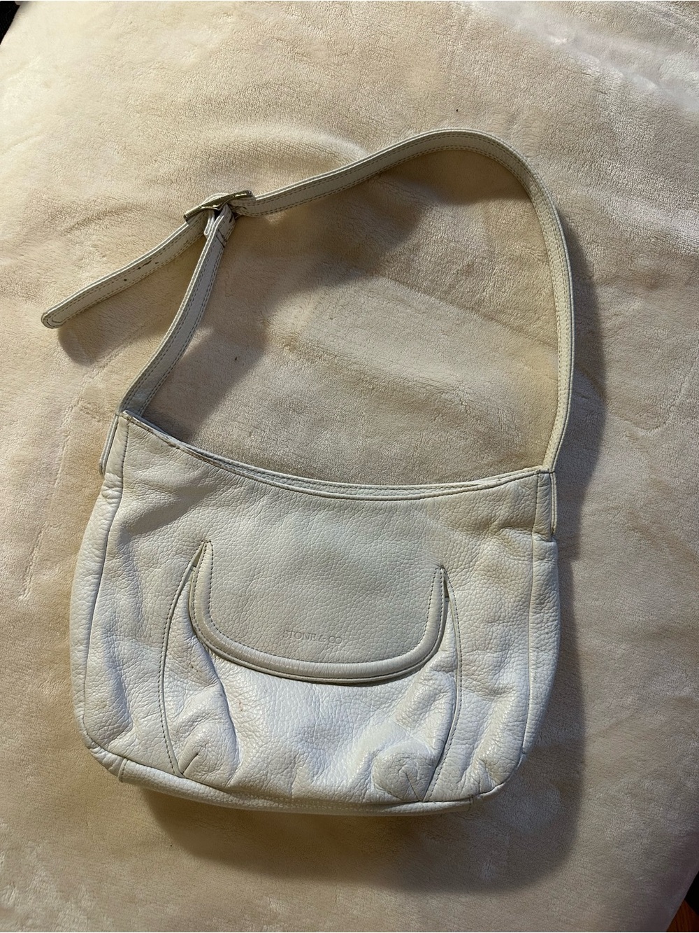 Stone & Co. Cream Leather Shoulder Bag